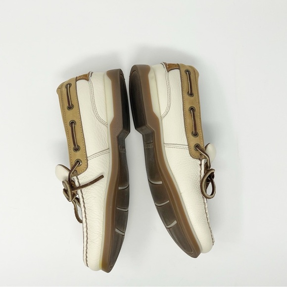 SPERRY leather classic boat shoes, white/cream and brown color - Picture 7 of 16